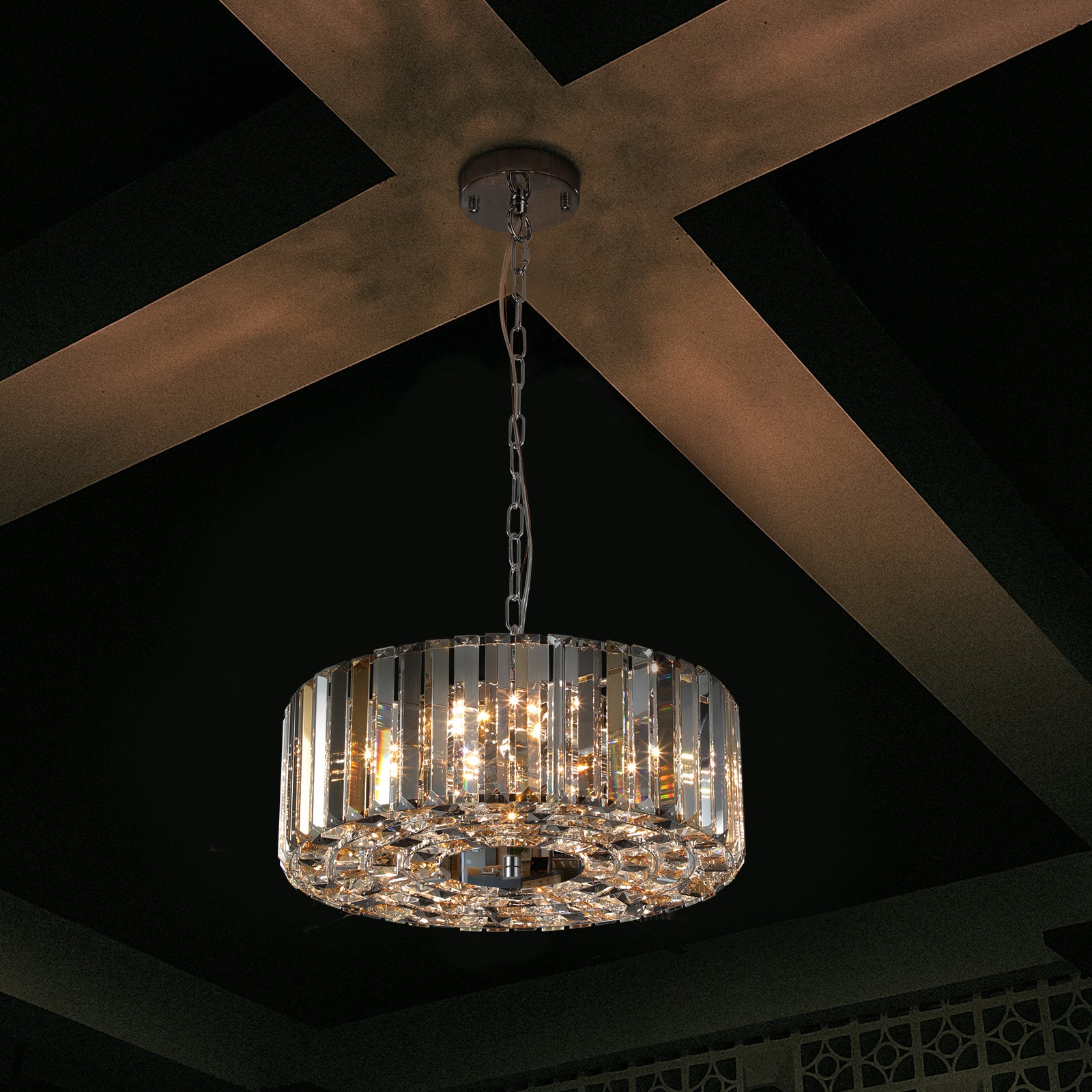 Aestin's Baguette Crystals Round Chandelier