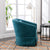 Green Linen Blend Swivel Accent Armchair