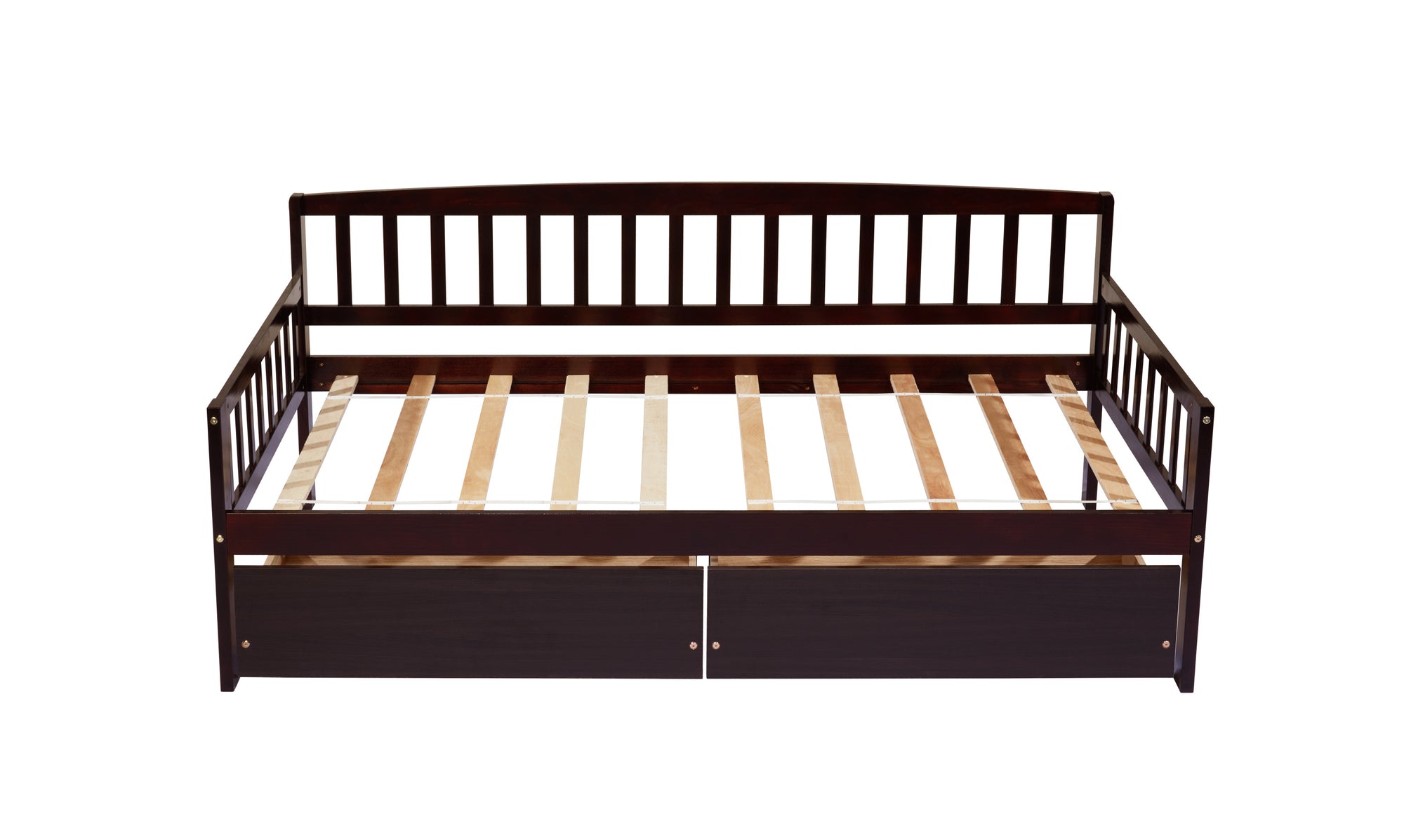 Espresso Tones Twin-Size Pine Wood Daybed with Storage Drawers