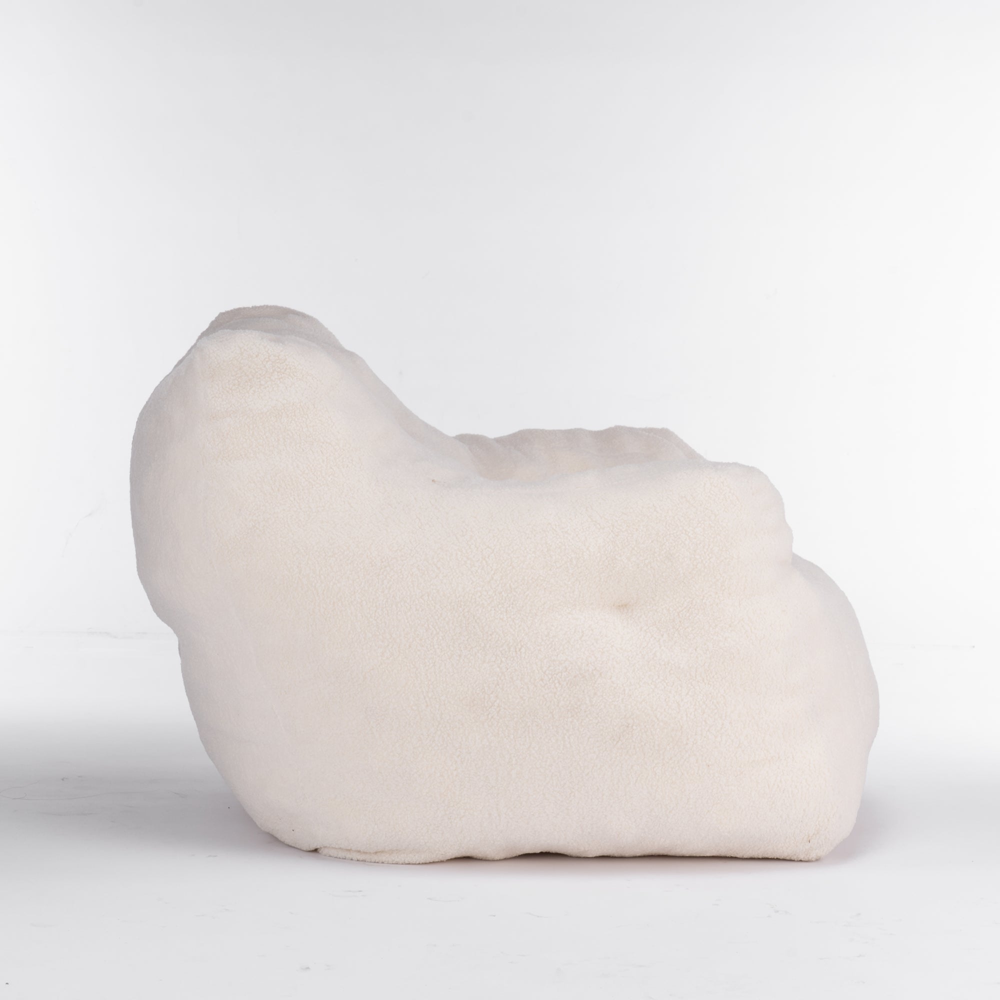 Soft Teddy Tufted Bean Bag Chair in Ivory White