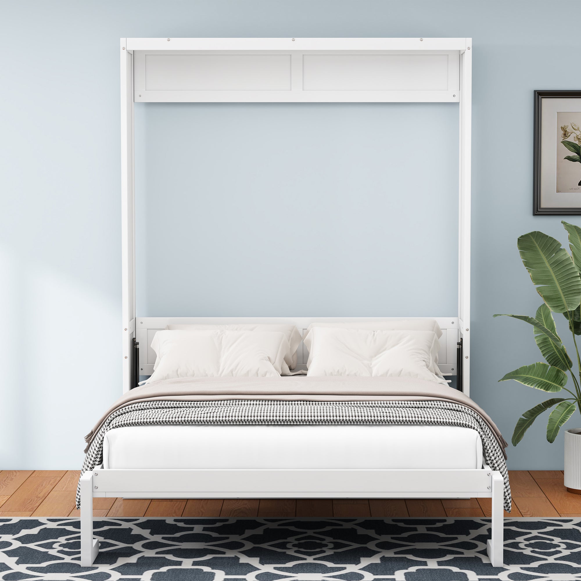 Full Murphy Bed with Two Side Cabinets in White