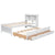 Twin Bed with USB & Type-C Ports, LED Lights, Bookcase Headboard, Trundle & 3 Drawers In White