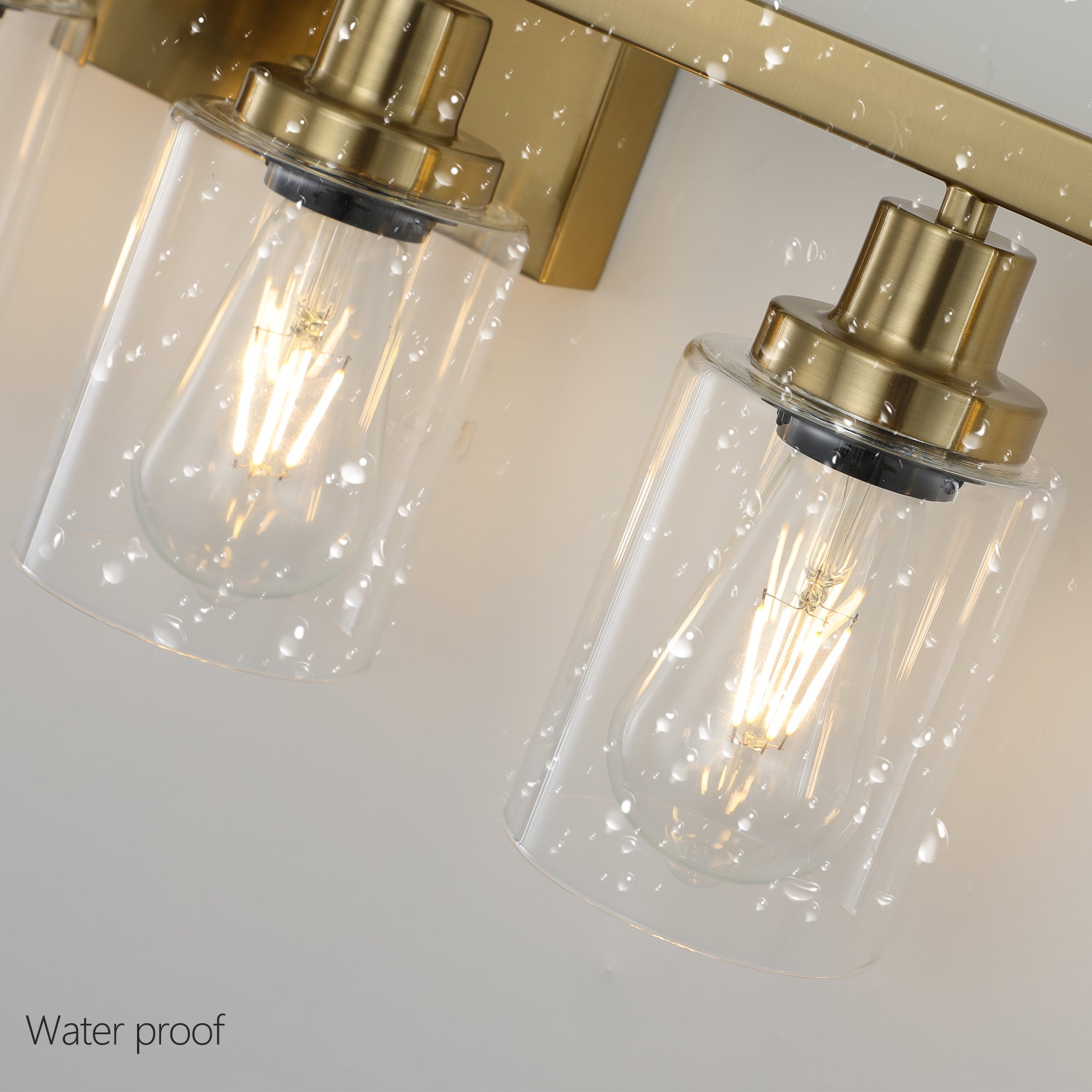 Golden 6-Light Vanity Light with Clear Glass Shades