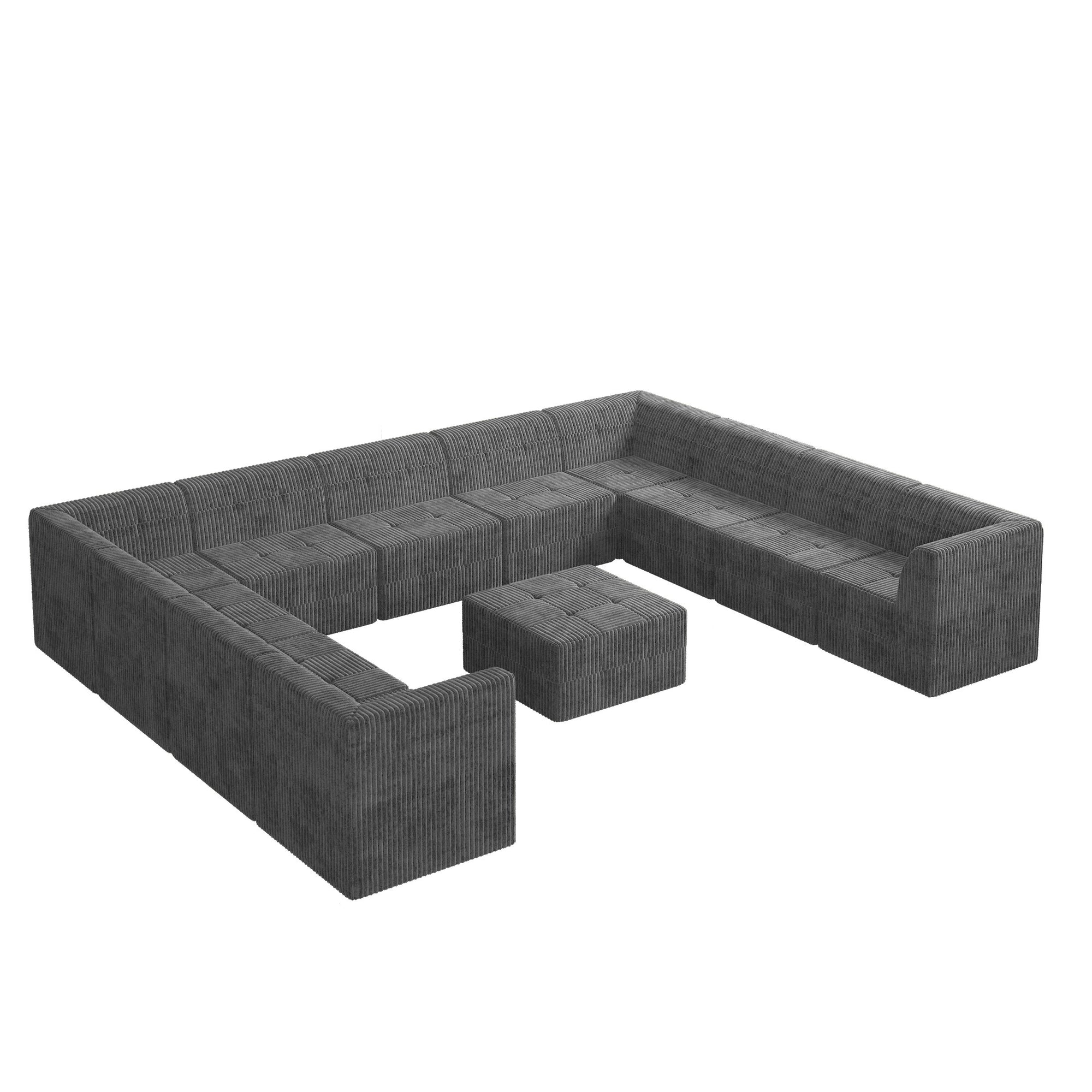 U Shape Modular Sectional Sofa With Minimalist Design And Plush Comfort In Grey