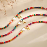 Load image into Gallery viewer, Colorful Pearl Heart Initial Anklet
