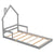 Gray Twin House-Shaped Toddler Floor Bed with Handrails and Slats