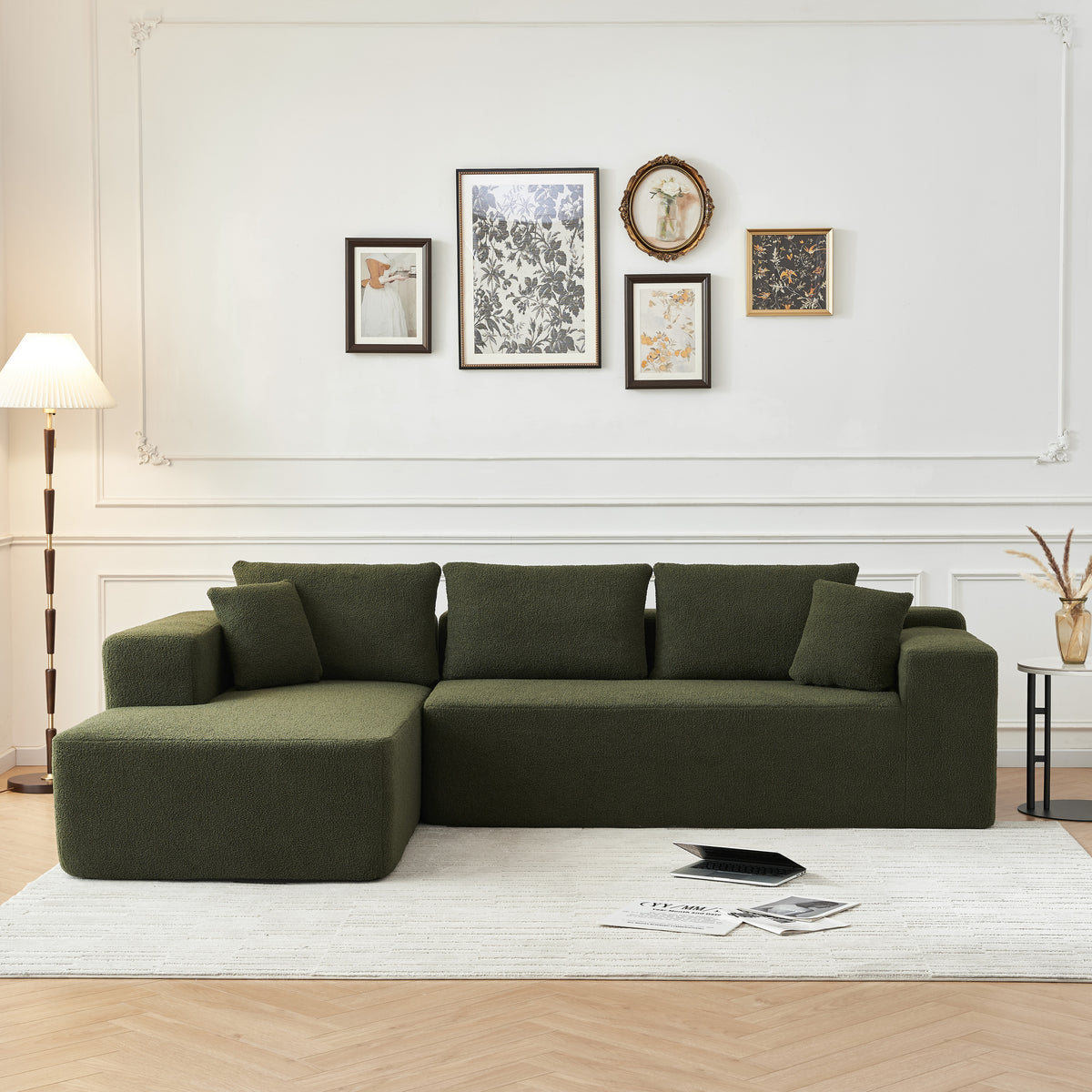 Lusaka 4-Seat Modern Sectional Sofa in Green