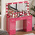 47.2 Vanity Desk with Large Mirror and 3 Lighting Modes Adjustable Brightness with 3 Drawers and 2 Cabinets In Rose Pink