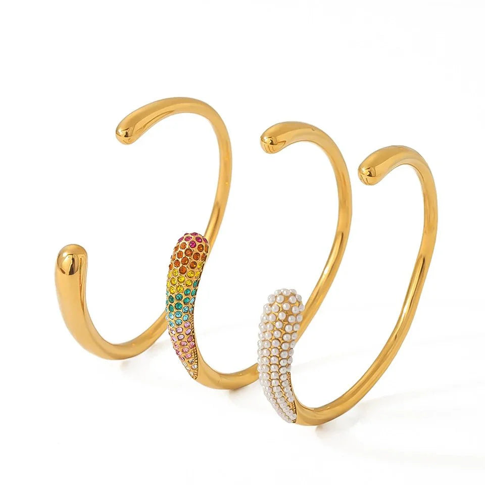 Accented Classy Bangle Cuff Bracelets