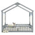 Gray Double Twin House-Style Toddler Floor Bed with Fence and Guardrails