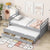 Gray Twin Size Bed with Headboard, Footboard, Trundle, and Three Storage Drawers