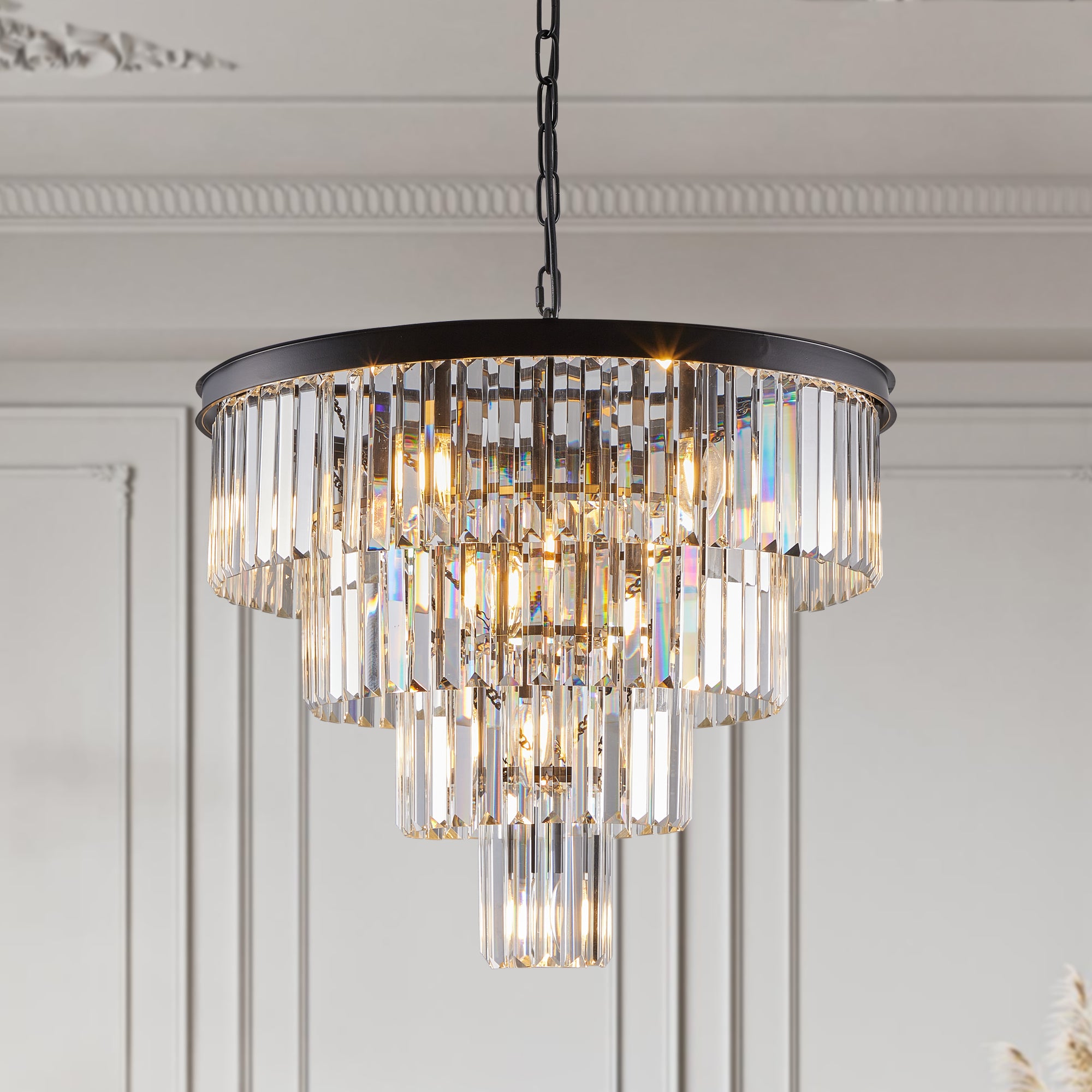 Contemporary Black Modern Crystal Chandelier