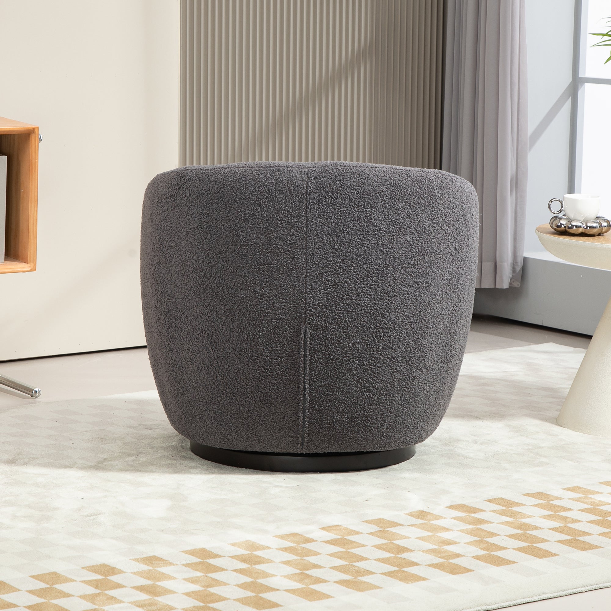 Gray Upholstered Swivel Accent Chair