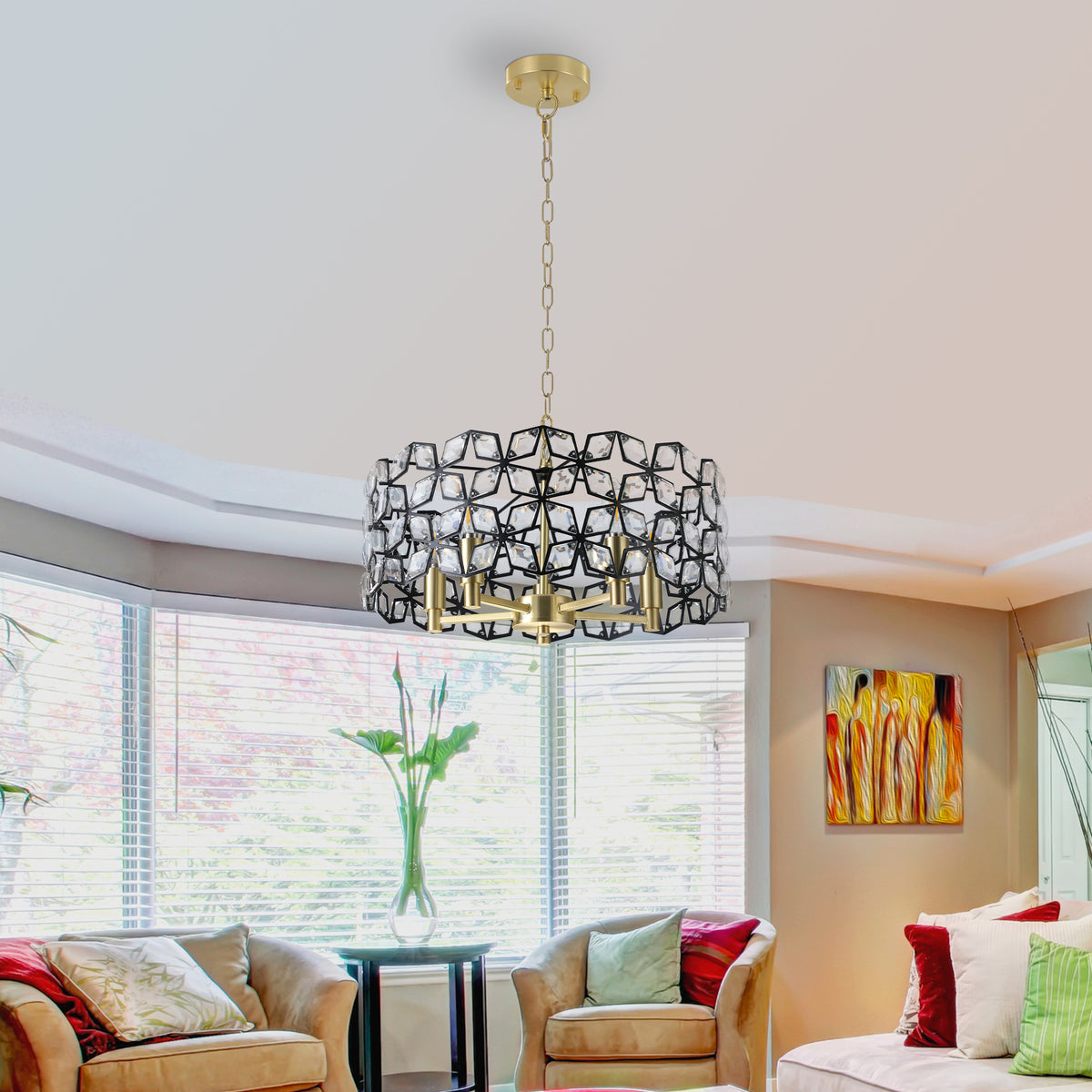 Aestin&#39;s 4 Shard Pattern Modern Round Crystal Chandelier