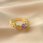 Load image into Gallery viewer, Adjustable Amethyst Violet Floral Ring
