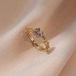 Load image into Gallery viewer, Adjustable Amethyst Violet Floral Ring
