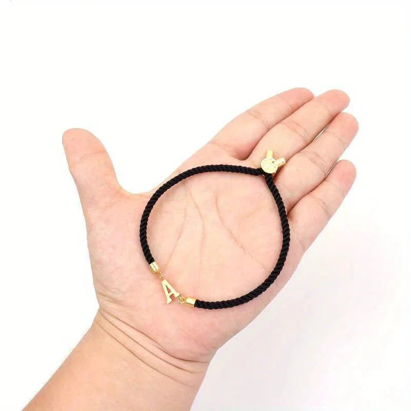 Adjustable Angled Serif Letter Initial Bracelets