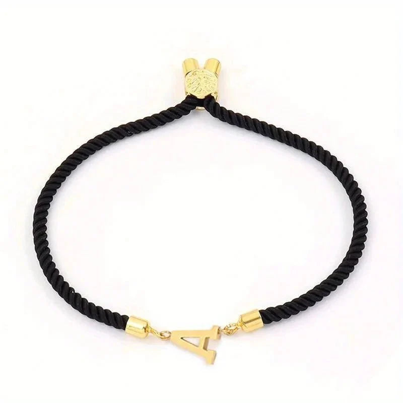 Adjustable angled serif letter initial bracelets 330870