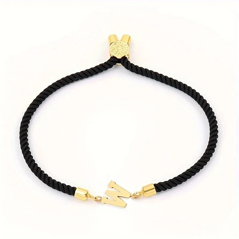 Adjustable Angled Serif Letter Initial Bracelets