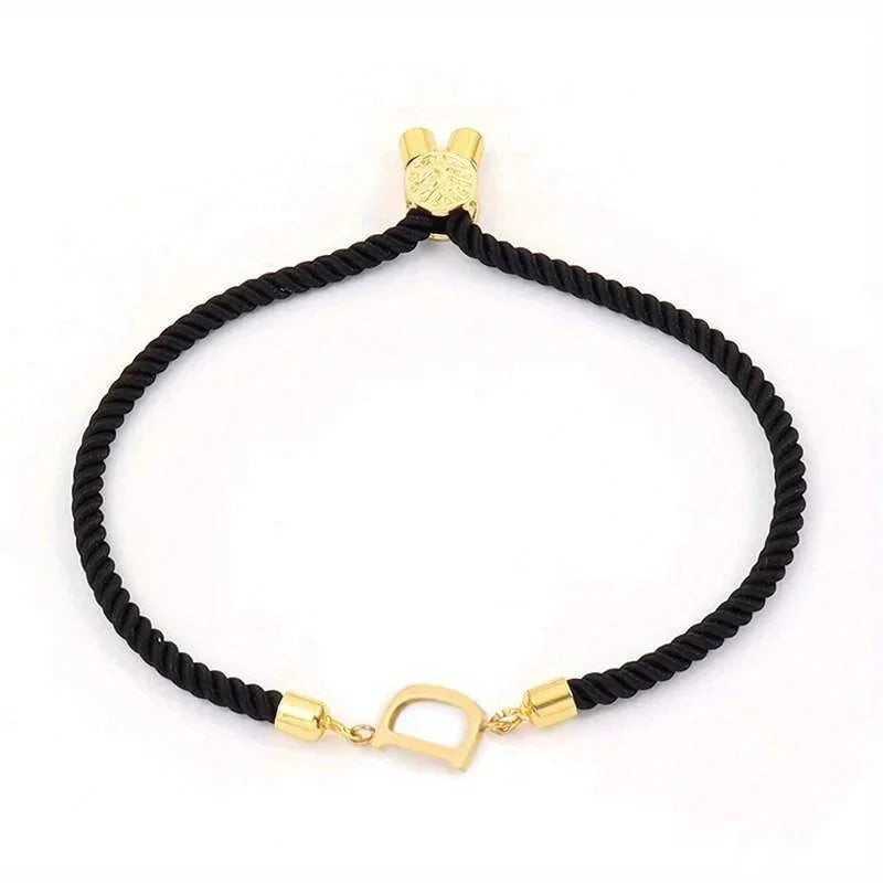 Adjustable Angled Serif Letter Initial Bracelets
