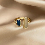 Load image into Gallery viewer, Adjustable Asymmetric Blue Square Rings

