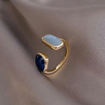 Load image into Gallery viewer, Adjustable Asymmetric Blue Square Rings
