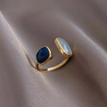 Load image into Gallery viewer, Adjustable Asymmetric Blue Square Rings
