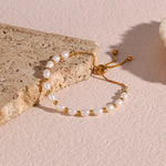 Load image into Gallery viewer, Adjustable Gold Accented Pearl Bracelet

