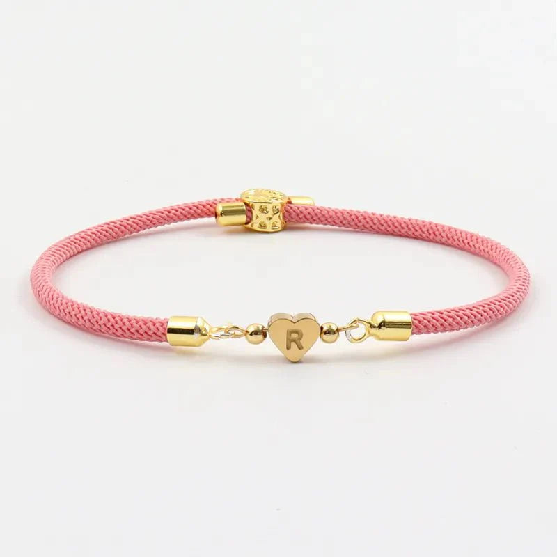Adjustable heart letter initial bracelets 680157