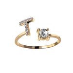 Load image into Gallery viewer, Adjustable Dainty Diamond Letter Initial Ring
