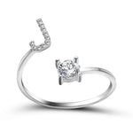 Load image into Gallery viewer, Adjustable Dainty Diamond Letter Initial Ring
