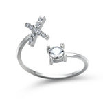 Load image into Gallery viewer, Adjustable Dainty Diamond Letter Initial Ring
