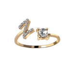 Load image into Gallery viewer, Adjustable Dainty Diamond Letter Initial Ring
