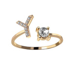 Load image into Gallery viewer, Adjustable Dainty Diamond Letter Initial Ring
