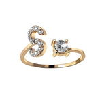 Load image into Gallery viewer, Adjustable Dainty Diamond Letter Initial Ring
