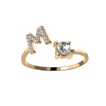 Load image into Gallery viewer, Adjustable Dainty Diamond Letter Initial Ring
