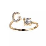Load image into Gallery viewer, Adjustable Dainty Diamond Letter Initial Ring
