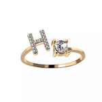 Load image into Gallery viewer, Adjustable Dainty Diamond Letter Initial Ring
