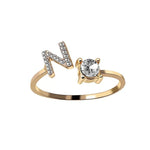 Load image into Gallery viewer, Adjustable Dainty Diamond Letter Initial Ring

