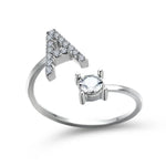 Load image into Gallery viewer, Adjustable Dainty Diamond Letter Initial Ring
