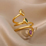Load image into Gallery viewer, Adjustable Multi Color Water Drop Rings
