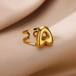 Load image into Gallery viewer, Adjustable Open Band Bubble Letter Initial Ring
