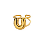 Load image into Gallery viewer, Adjustable Open Band Bubble Letter Initial Ring
