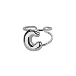 Load image into Gallery viewer, Adjustable Open Band Bubble Letter Initial Ring
