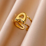 Load image into Gallery viewer, Adjustable Open Band Bubble Letter Initial Ring
