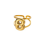 Load image into Gallery viewer, Adjustable Open Band Bubble Letter Initial Ring
