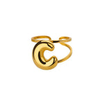 Load image into Gallery viewer, Adjustable Open Band Bubble Letter Initial Ring
