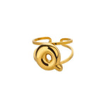 Load image into Gallery viewer, Adjustable Open Band Bubble Letter Initial Ring
