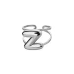 Load image into Gallery viewer, Adjustable Open Band Bubble Letter Initial Ring
