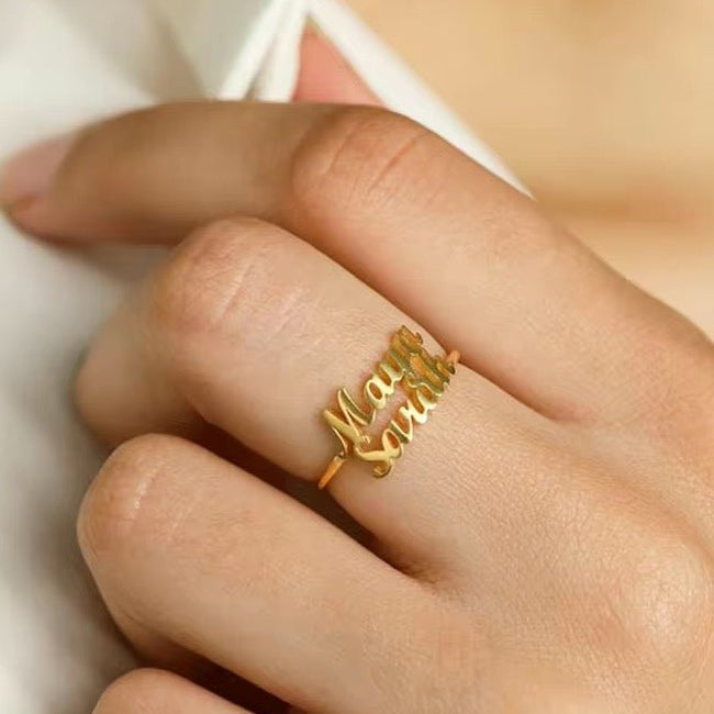 Adjustable personalized names wrap ring 563854